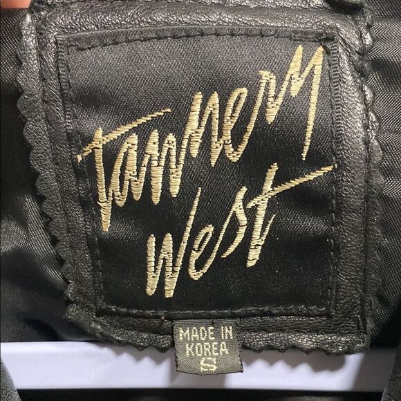 Vintage Tannery West Black Leather Studded Biker Moto Jacket Skull Patch Size‎ S - Picture 4 of 16